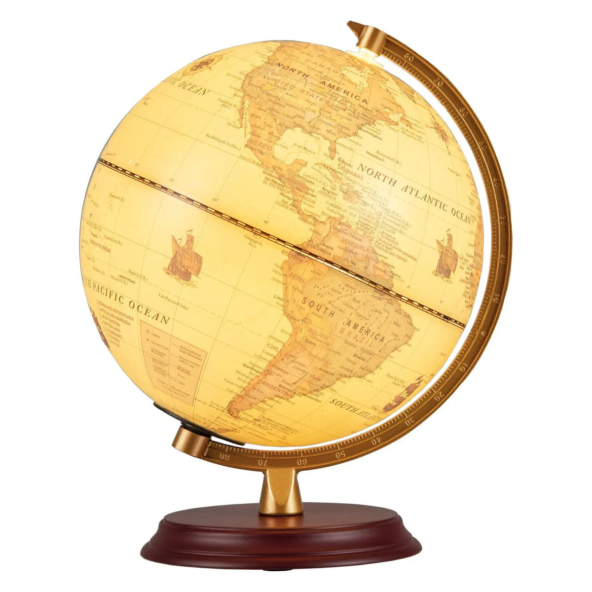 8 Inch Illuminated World Globe Night Light up Globe Lamp with Wooden Stand and HD Map, photo 5 of 16