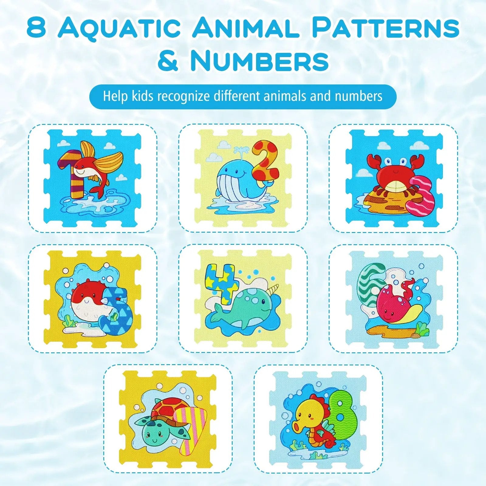 8-Piece Educational Interlocking Baby Play Mat with Animals and Numbers by DirectDeals