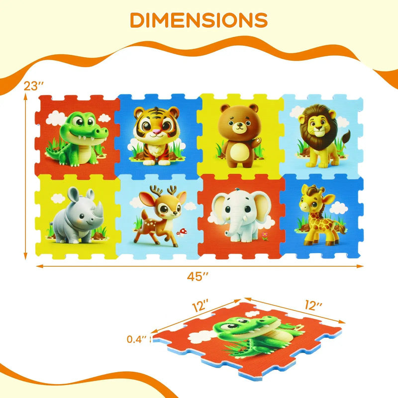 8-Piece Educational Animal Interlocking Baby Play Mat by DirectDeals