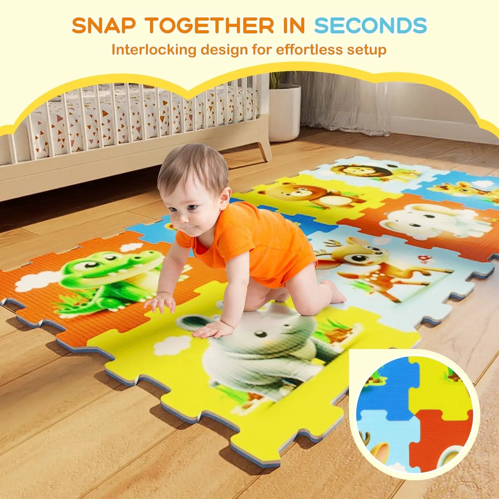 8-Piece Educational Animal Interlocking Baby Play Mat by DirectDeals
