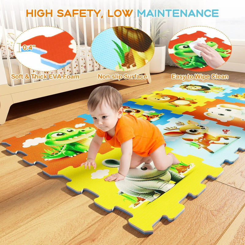 8-Piece Educational Animal Interlocking Baby Play Mat by DirectDeals