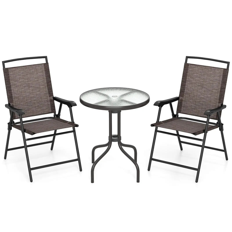8-Piece Outdoor Furniture Set-Solar Umbrella Bistro Set Conversation Set Chaise Lounger Folding Bed Side Table Swing Chair & Dining Set by DirectDeals