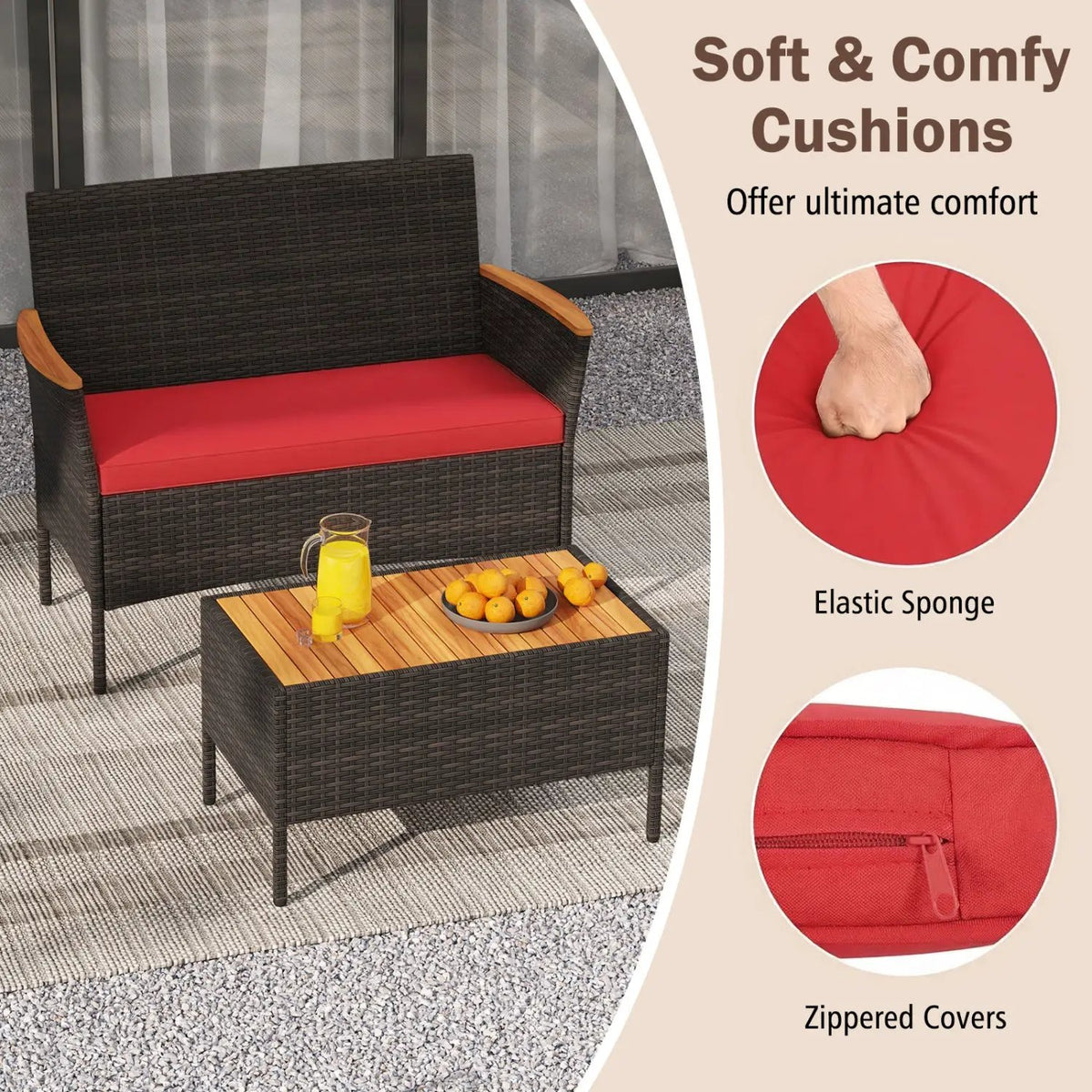 8 Piece Patio Wicker Sofa Set 4 Rattan Chairs and 2 Loveseat with 2 Table, photo 6 of 16