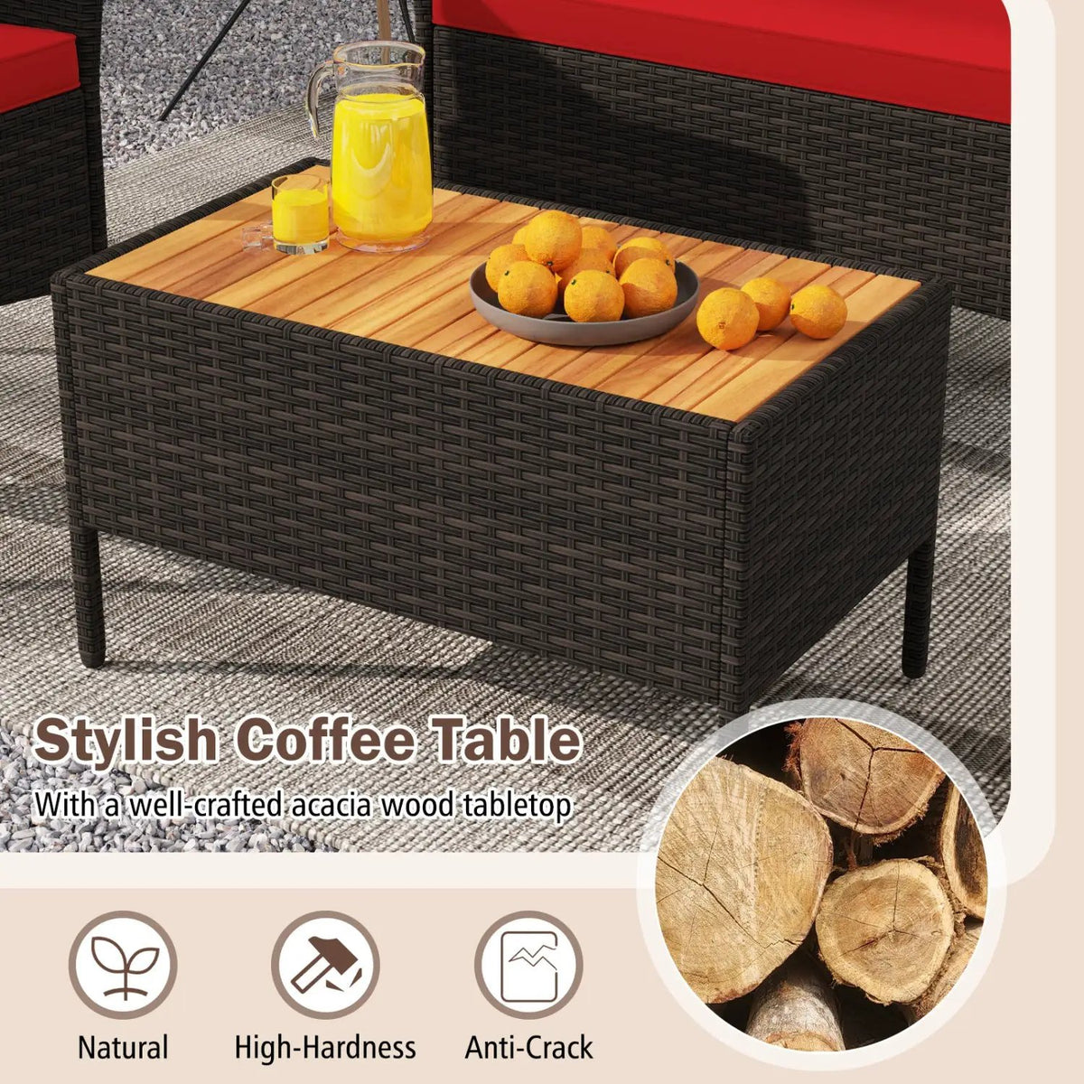 8 Piece Patio Wicker Sofa Set 4 Rattan Chairs and 2 Loveseat with 2 Table, photo 7 of 16