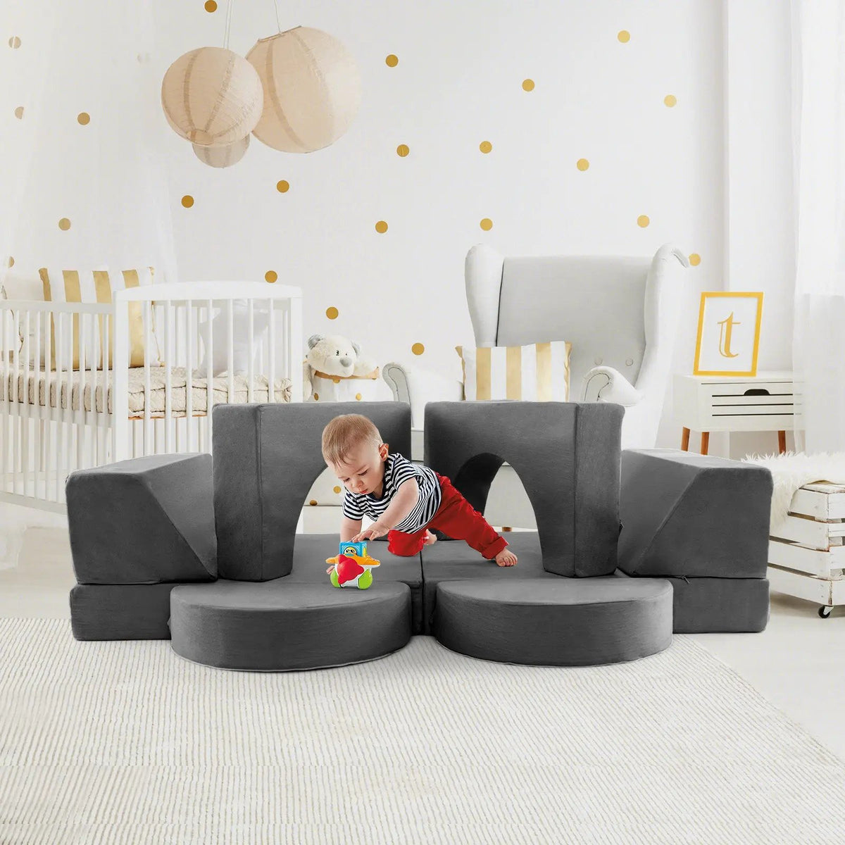 8 Pieces Kids Modular Play Sofa with Detachable Cover for Playroom and Bedroom, photo 2 of 9