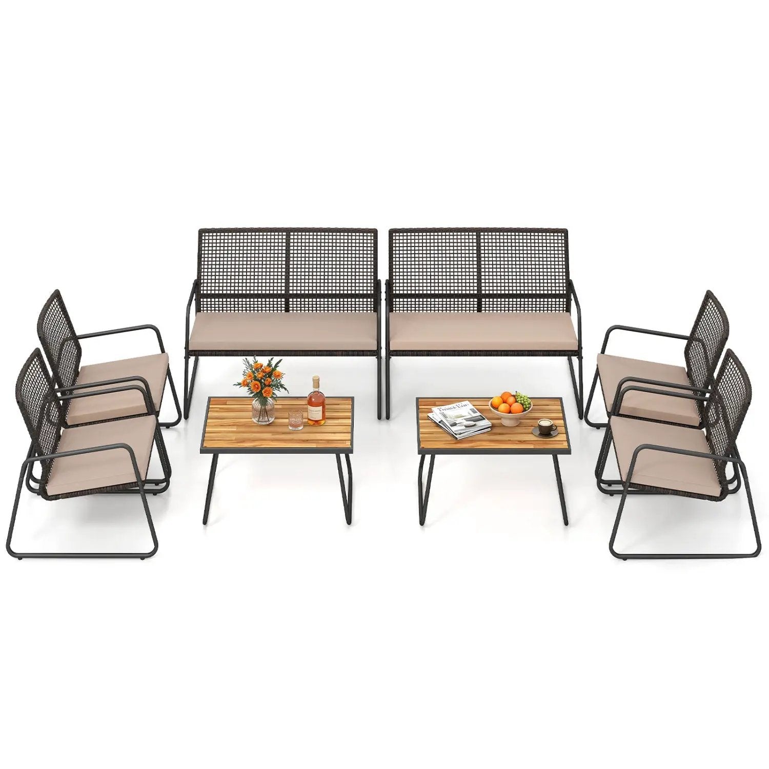 8-Piece Patio Conversation Set with Acacia Wood Coffee Table by DirectDeals