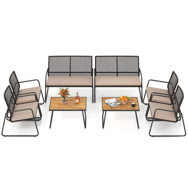 8-Piece Patio Conversation Set with Acacia Wood Coffee Table by DirectDeals