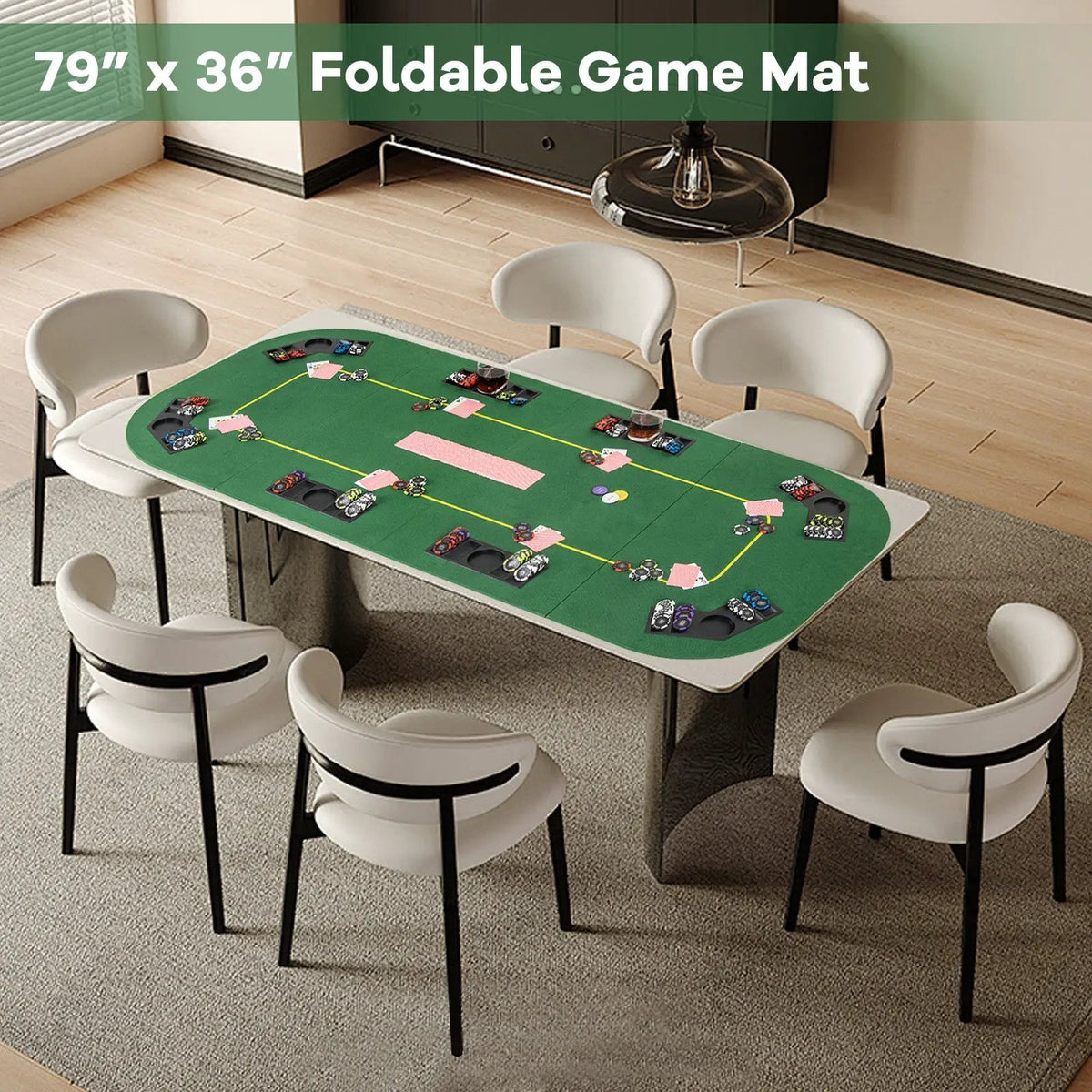 79 x 36 Inch 8-Player Foldable Poker Table Top with Carry Bag and Cup Holders, photo 2 of 8