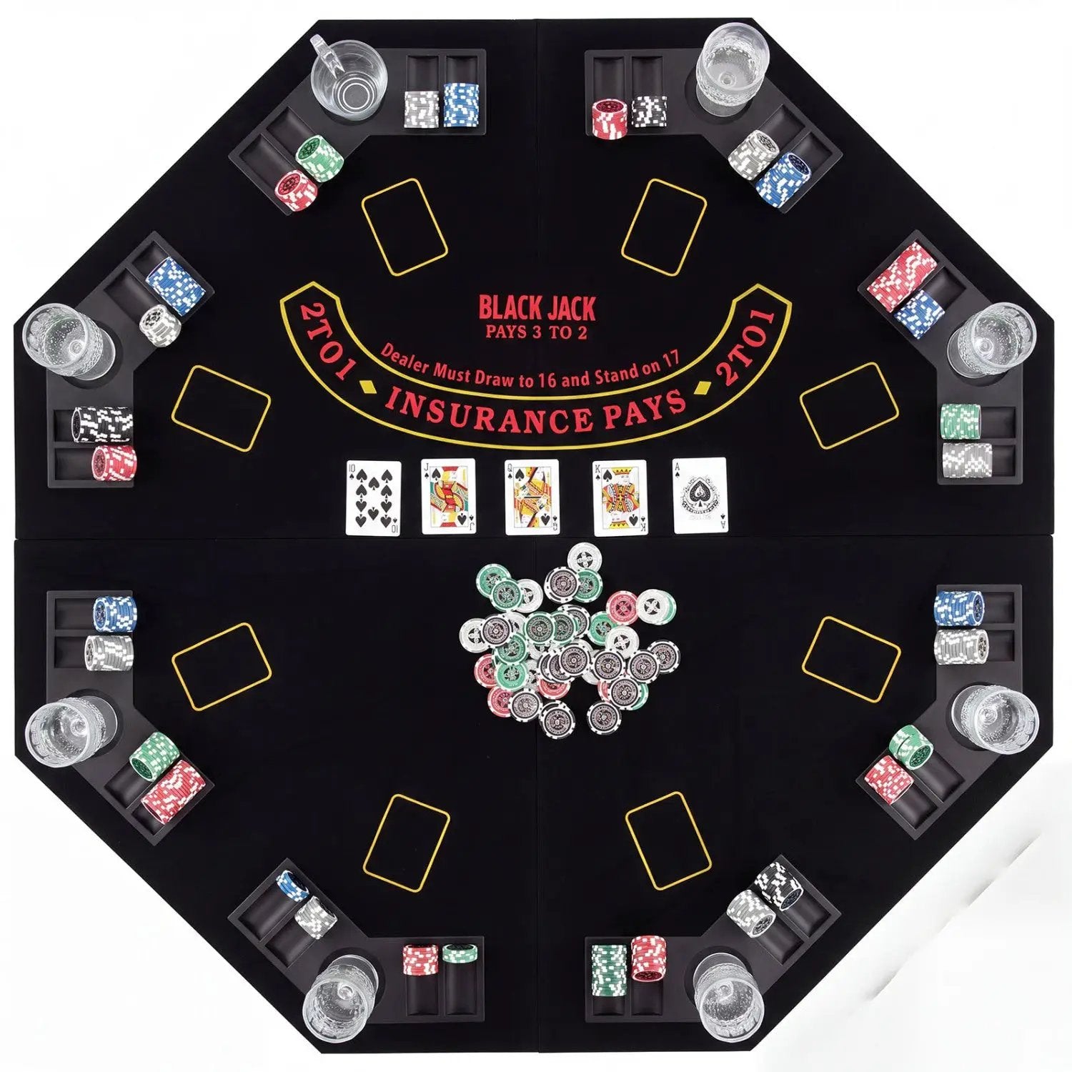 8-Player Foldable Poker Table Top with Cup Holders by DirectDeals