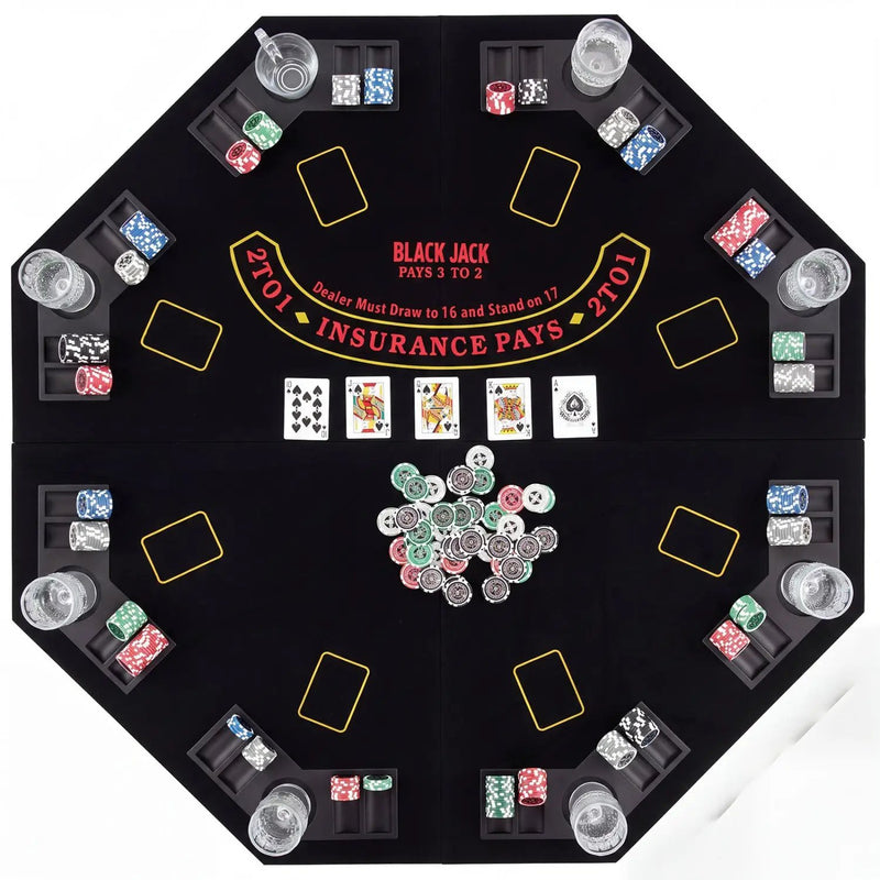 8-Player Foldable Poker Table Top with Cup Holders by DirectDeals