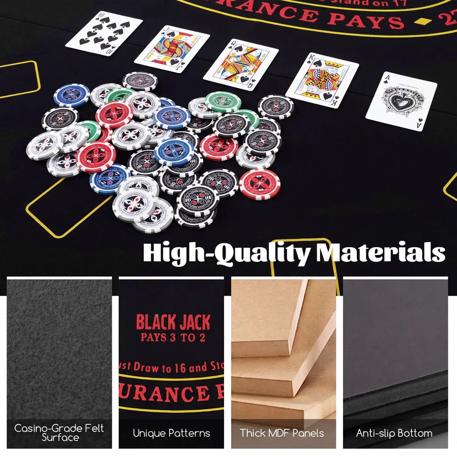 8-Player Foldable Poker Table Top with Cup Holders by DirectDeals