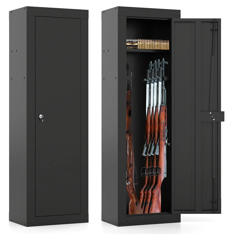 8 Rifle Safe Large Gun Cabinet with Storage Shelf-Black by DirectDeals