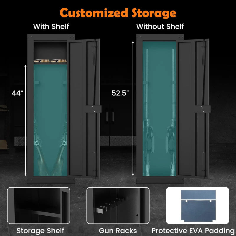 8 Rifle Safe Large Gun Cabinet with Storage Shelf-Black by DirectDeals
