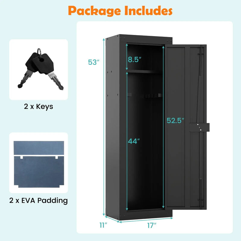 8 Rifle Safe Large Gun Cabinet with Storage Shelf-Black by DirectDeals