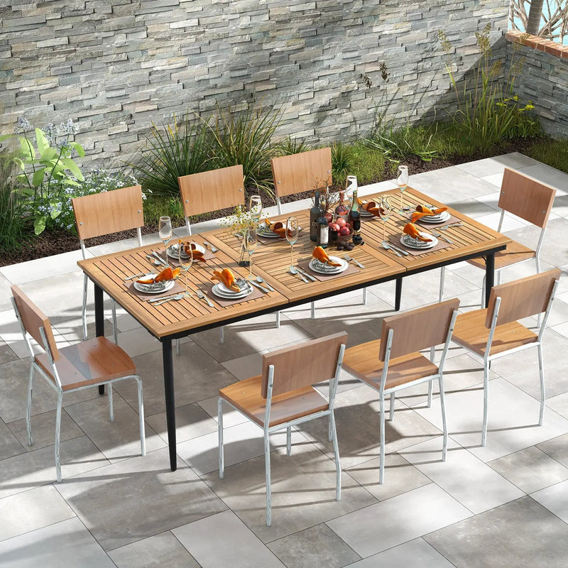 79 Inch Acacia Wood Outdoor Dining Table for 8 with 1.9 Inch Umbrella Hole by DirectDeals