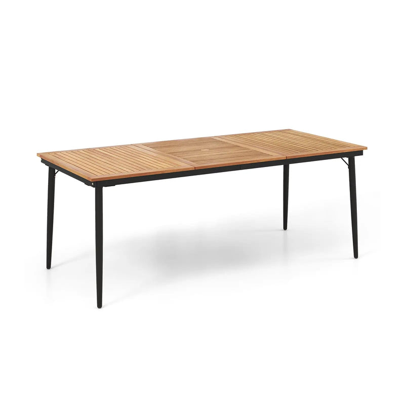 79 Inch Acacia Wood Outdoor Dining Table for 8 with 1.9 Inch Umbrella Hole by DirectDeals