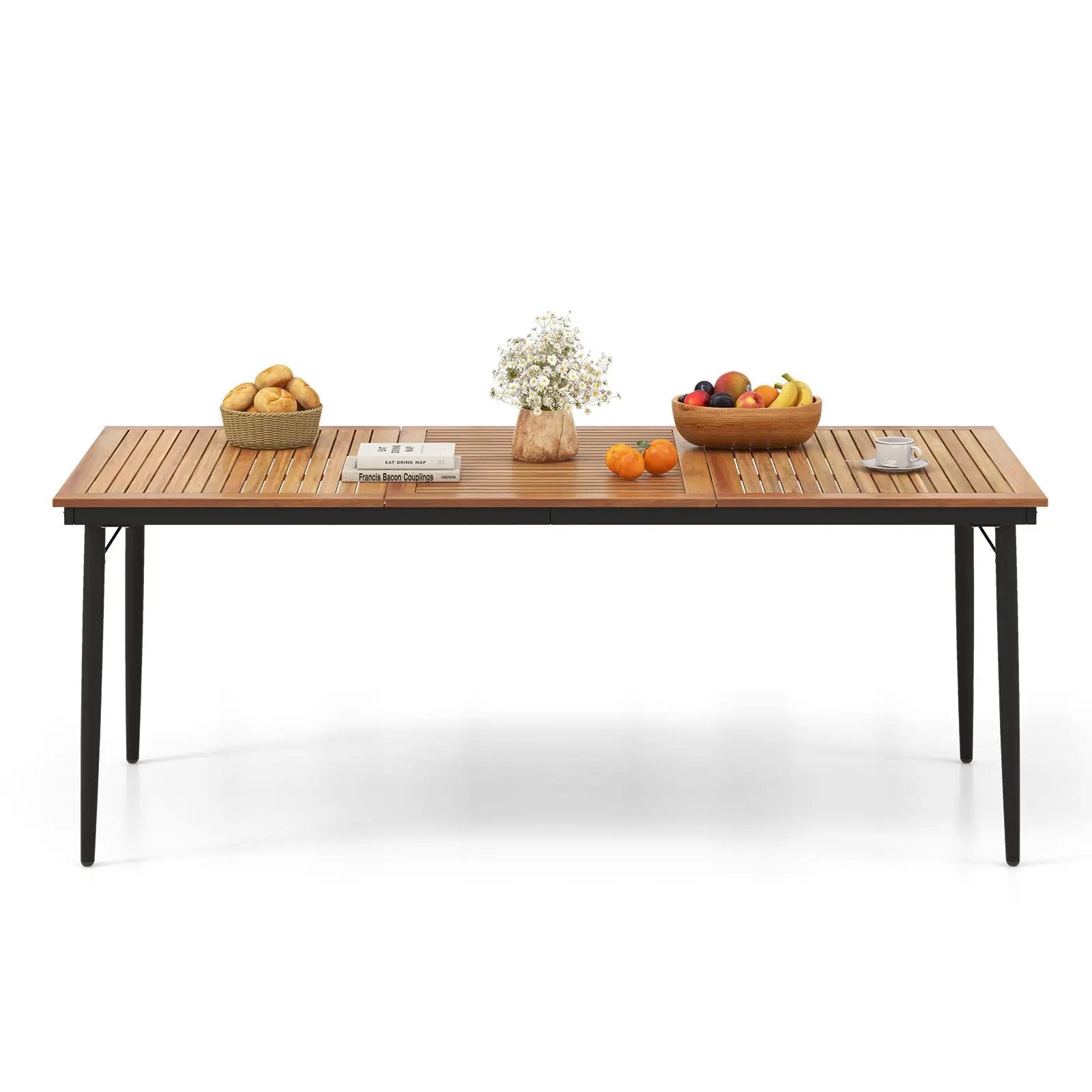 79 Inch Acacia Wood Outdoor Dining Table for 8 with 1.9 Inch Umbrella Hole by DirectDeals
