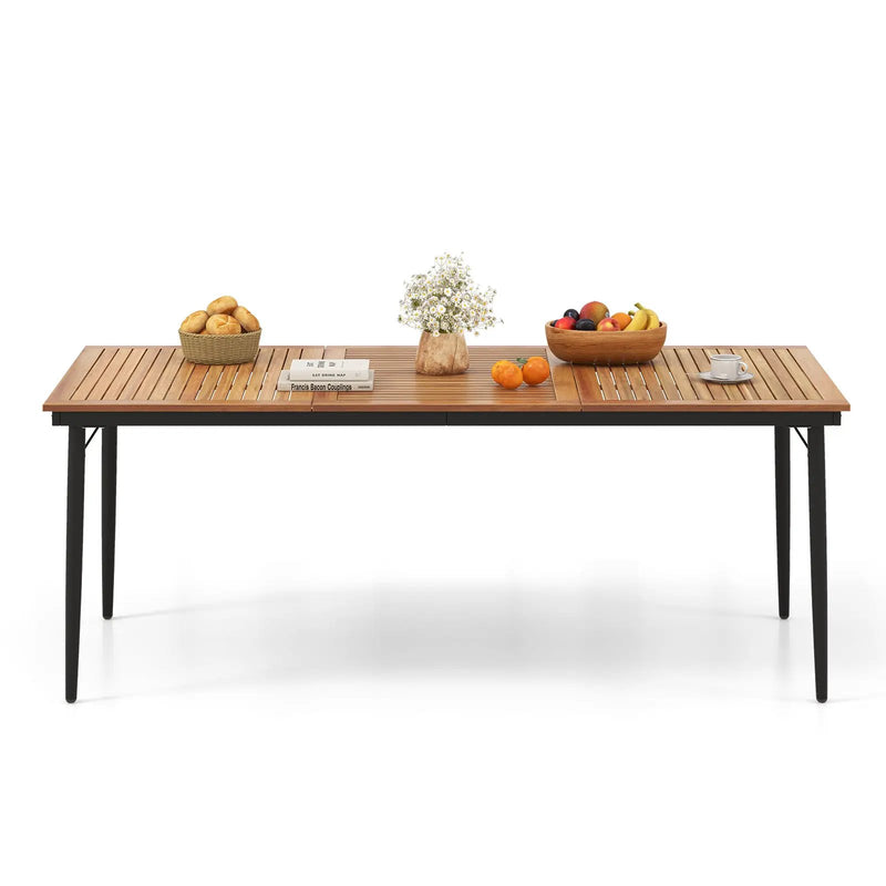 79 Inch Acacia Wood Outdoor Dining Table for 8 with 1.9 Inch Umbrella Hole by DirectDeals