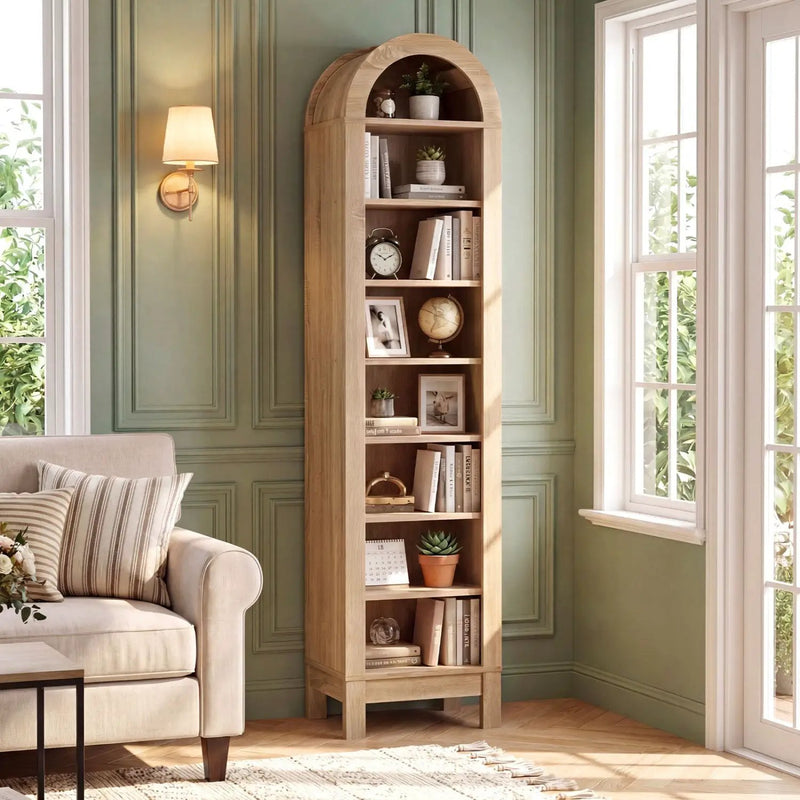 8-Tier Modern Arch Bookshelf with 3 Adjustable Shelves by DirectDeals