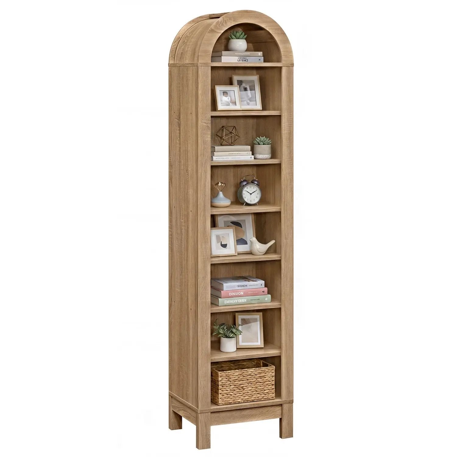 8-Tier Modern Arch Bookshelf with 3 Adjustable Shelves by DirectDeals