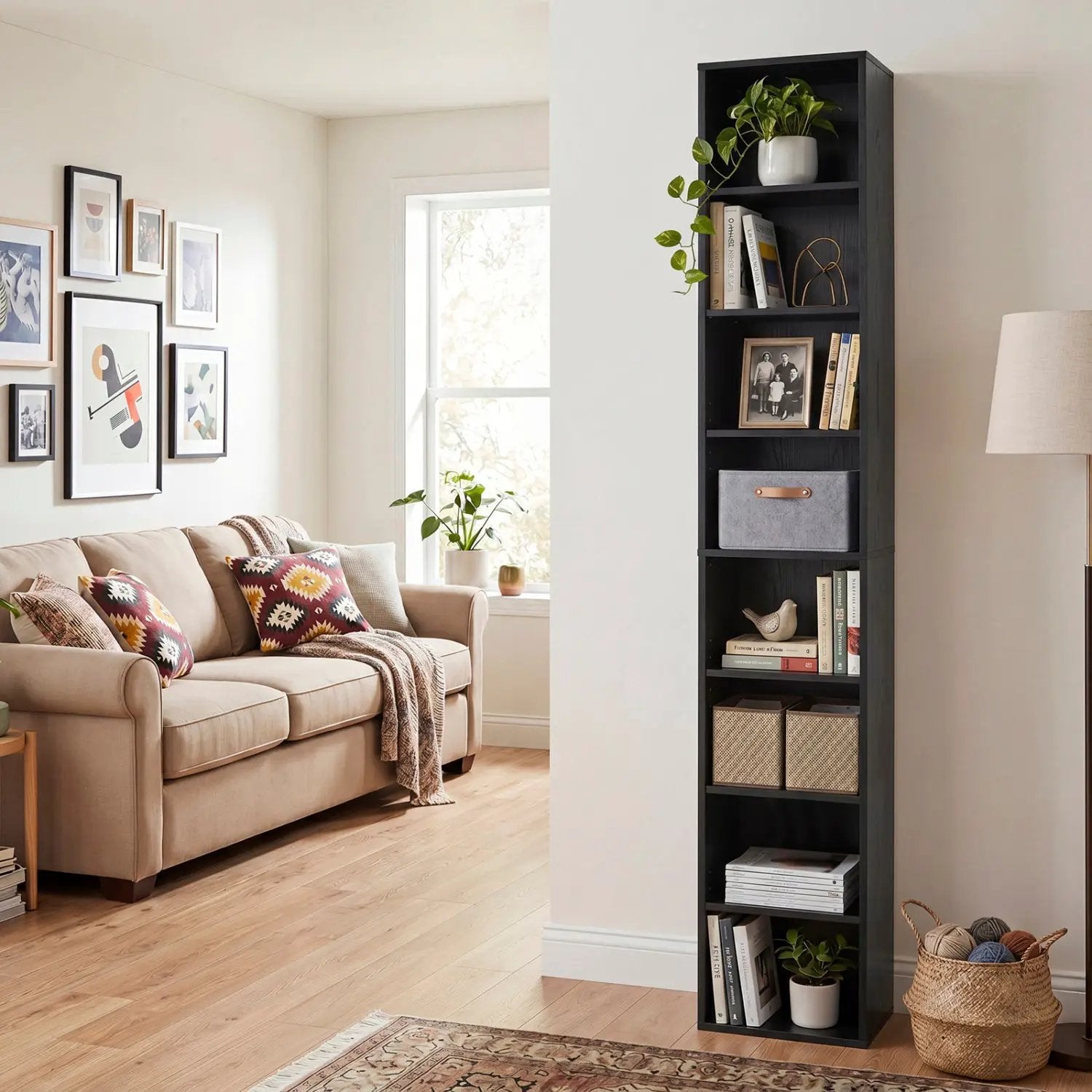 8-Tier Narrow Bookshelf with Adjustable Shelves by DirectDeals
