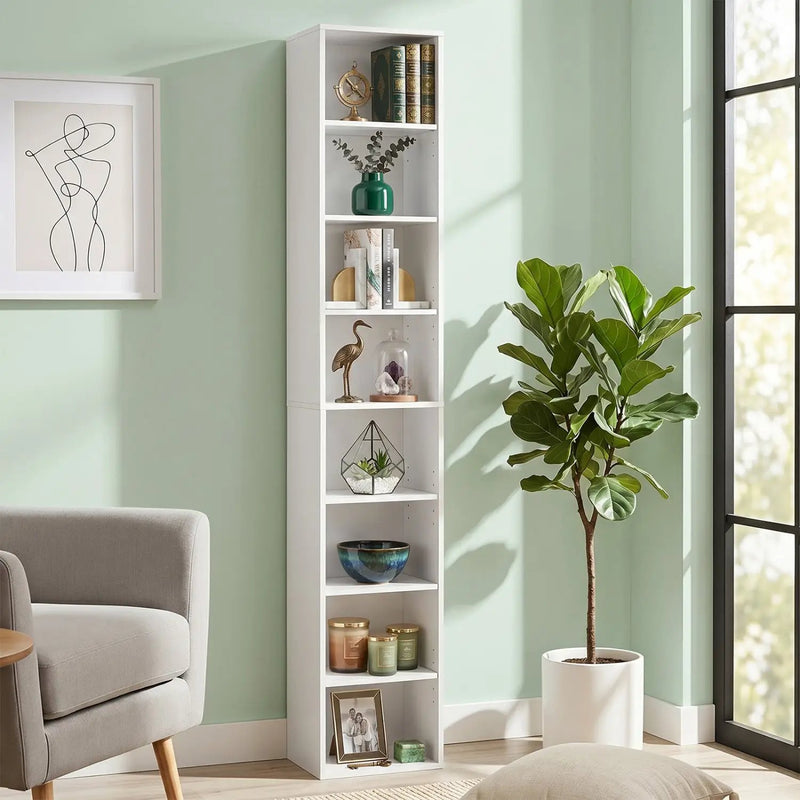 8-Tier Narrow Bookshelf with Adjustable Shelves by DirectDeals