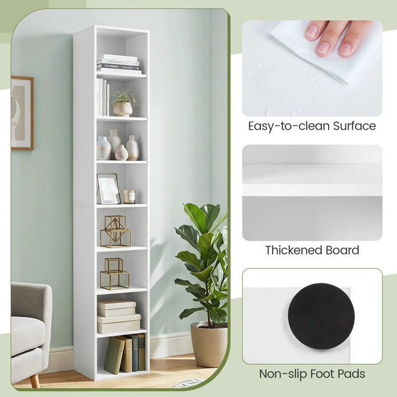 8-Tier Narrow Bookshelf with Adjustable Shelves by DirectDeals