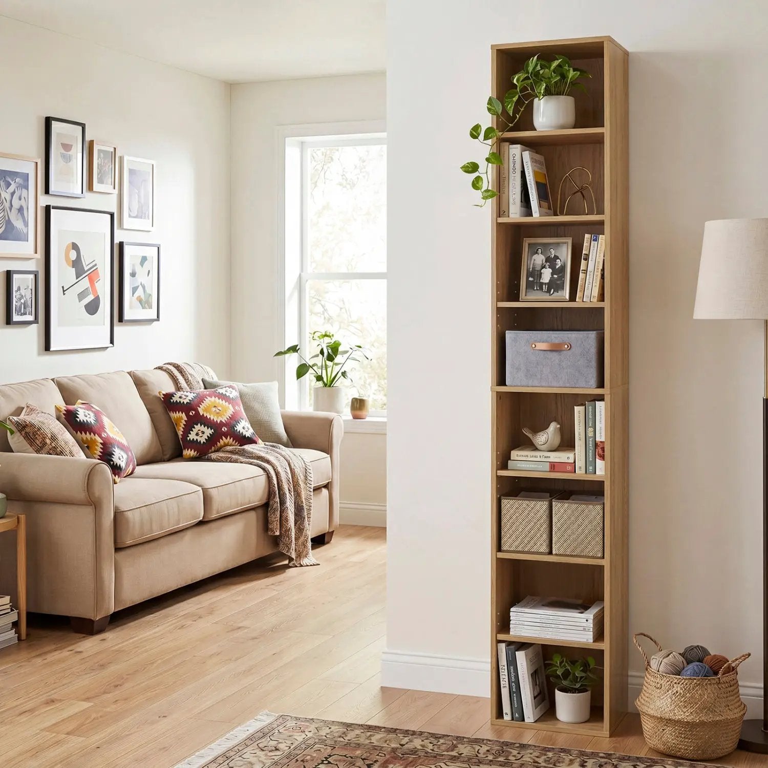 8-Tier Narrow Bookshelf with Adjustable Shelves by DirectDeals