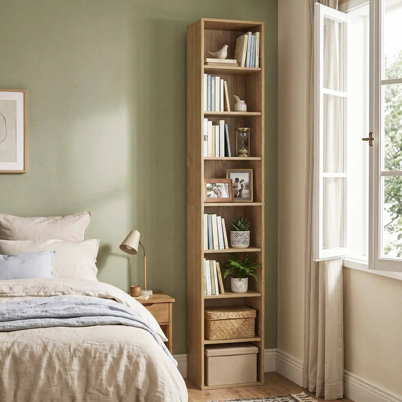 8-Tier Narrow Bookshelf with Adjustable Shelves by DirectDeals