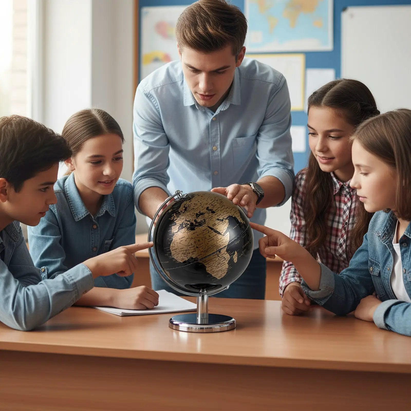 8" World Globe Modern Decorative Tabletop Earth Globe by DirectDeals