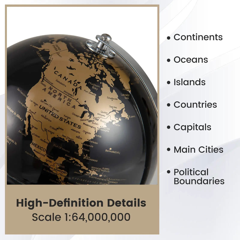 8" World Globe Modern Decorative Tabletop Earth Globe by DirectDeals