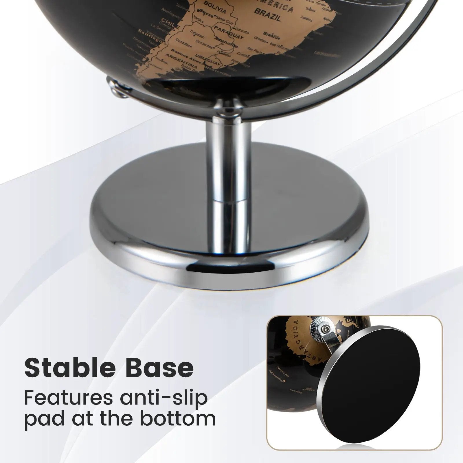 8" World Globe Modern Decorative Tabletop Earth Globe by DirectDeals