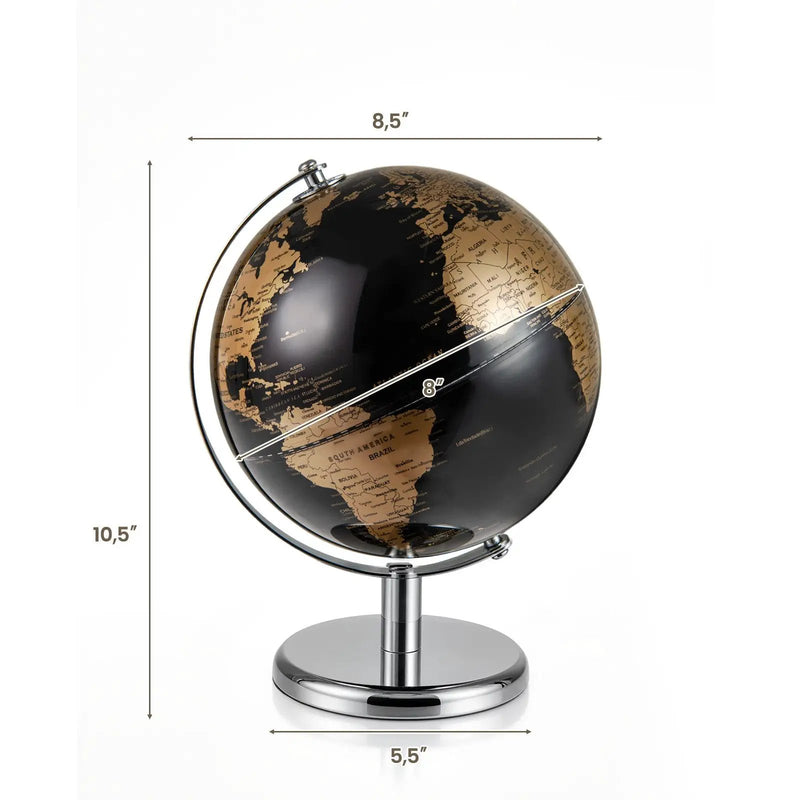 8" World Globe Modern Decorative Tabletop Earth Globe by DirectDeals