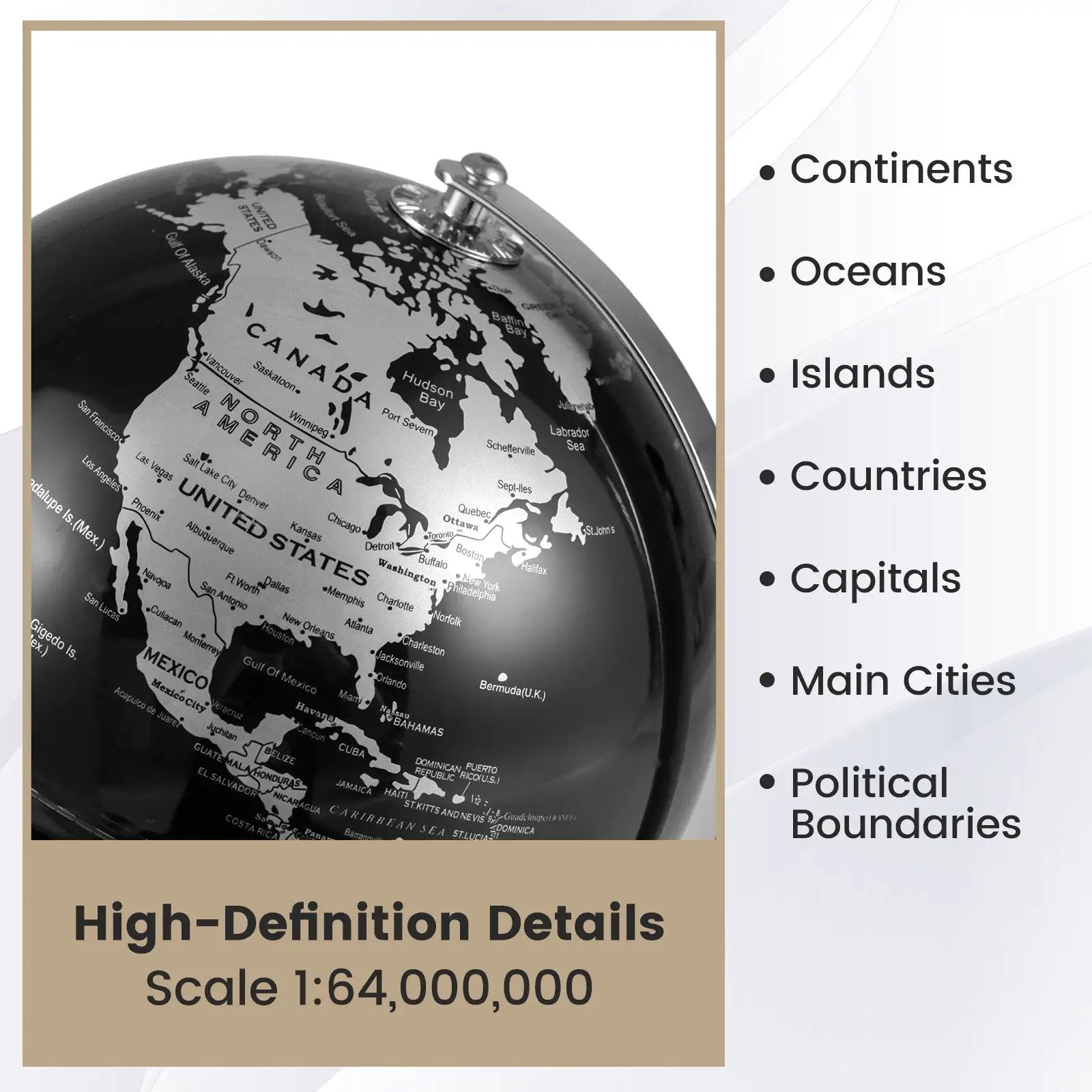 8" World Globe Modern Decorative Tabletop Earth Globe by DirectDeals