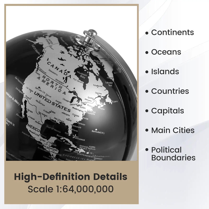 8" World Globe Modern Decorative Tabletop Earth Globe by DirectDeals