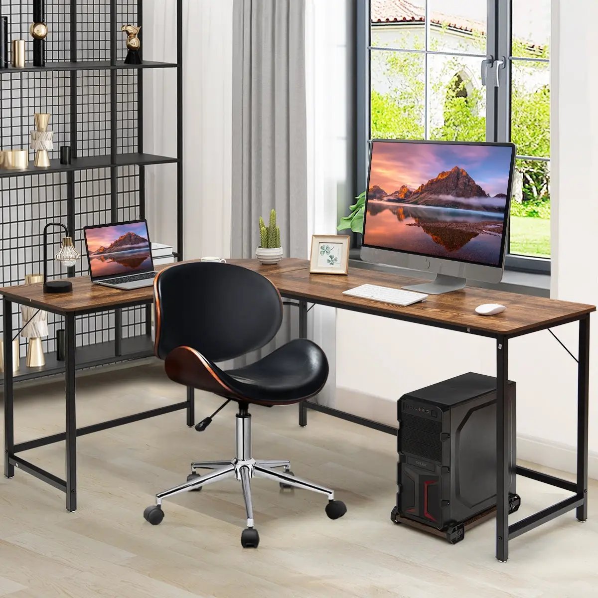 L Shaped Desk Corner Computer Desk PC Laptop Gaming Table Workstation by DirectDeals
