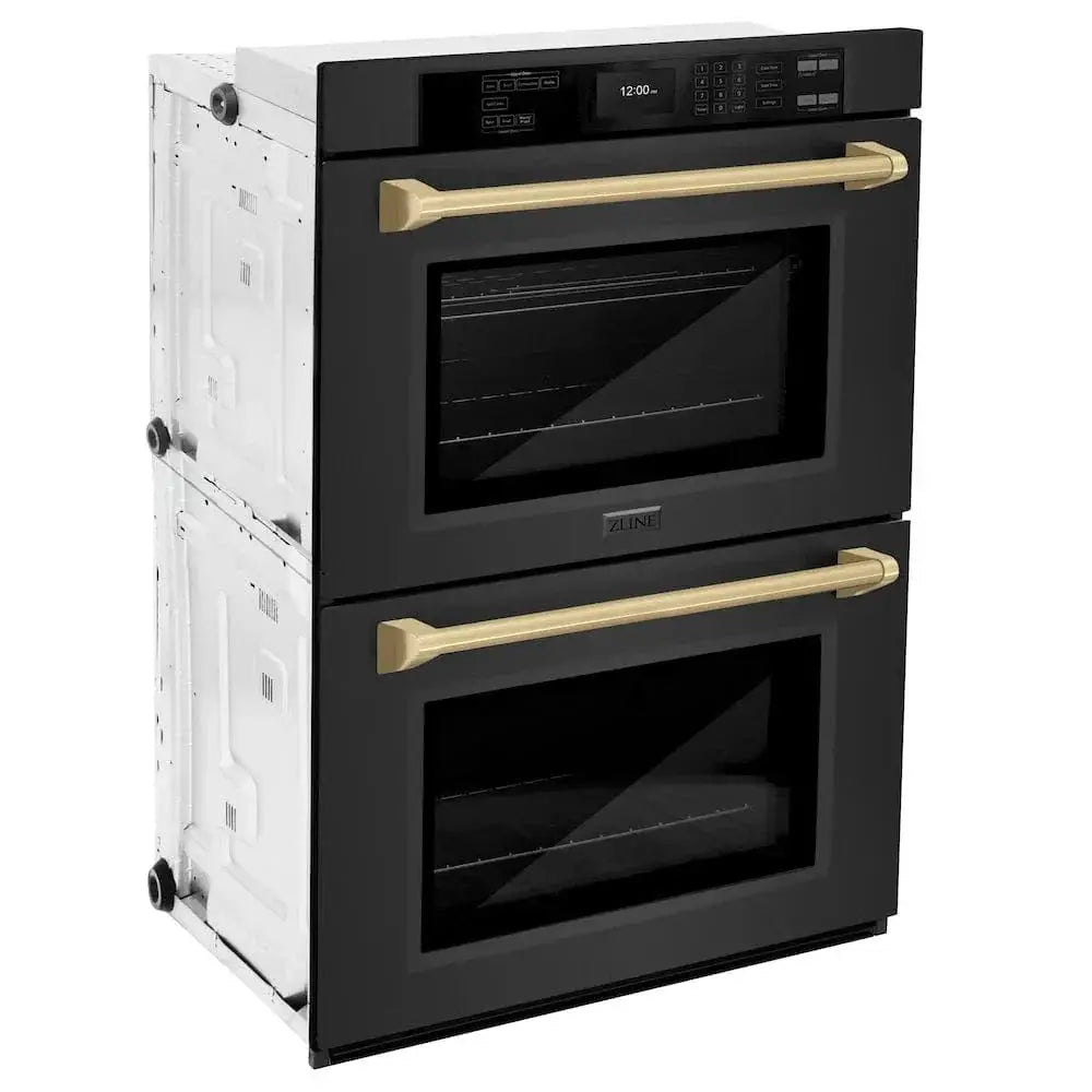 ZLINE 30"Professional True Convection Double Wall Oven, Air Fry, Self Clean Black Stainless Steel, Champagne Bronze WADBZ-30-CB by Farmhouse Kitchen and Bath
