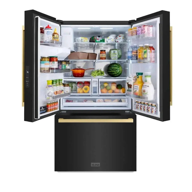 ZLINE 36" Refrigerator, Water, Ice Dispenser, Black Stainless, RSMZ-W36-BS-FCB by Farmhouse Kitchen and Bath