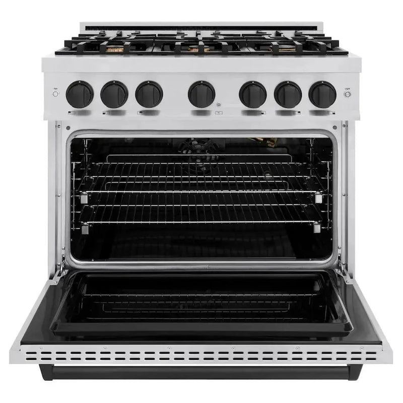 ZLINE 36" Classic Gas Range, Convection Gas Oven Stainless Steel, Matte Black CGRZ-36-MB by Farmhouse Kitchen and Bath