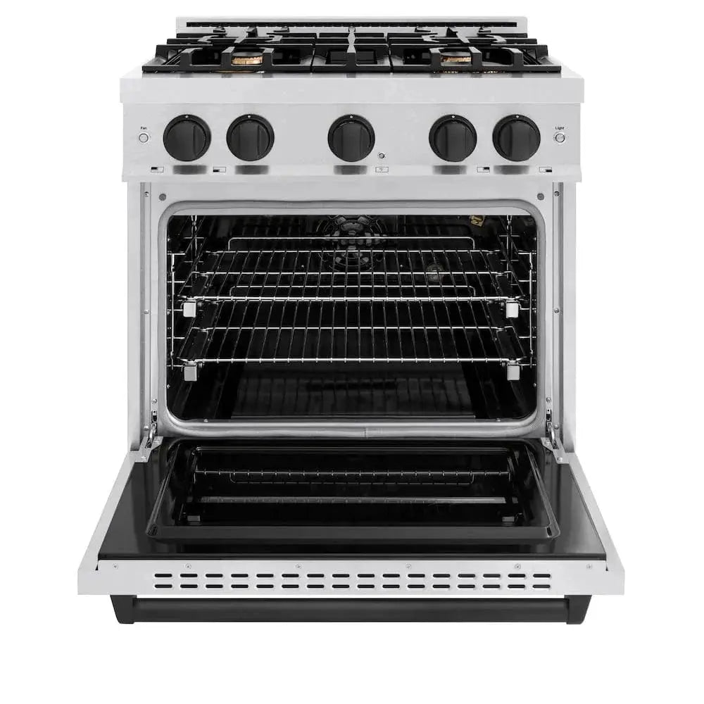 ZLINE 30"Classic Gas Range, Convection Gas Oven, DuraSnow® Stainless Steel, Matte Black CGRSZ-30-MB by Farmhouse Kitchen and Bath