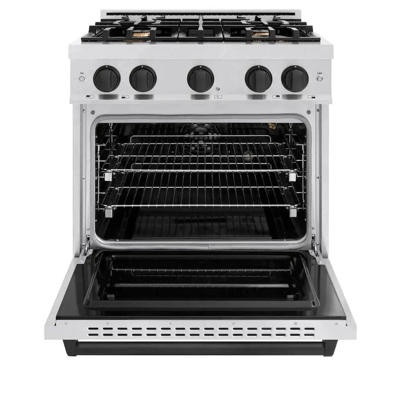ZLINE 30"Classic Gas Range, Convection Gas Oven, DuraSnow® Stainless Steel, Matte Black CGRSZ-30-MB by Farmhouse Kitchen and Bath