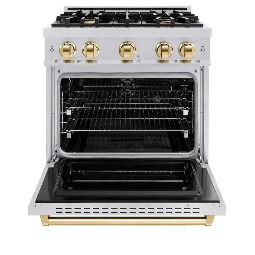 ZLINE 30" Classic Gas Range, Convection Gas Oven Stainless Steel, Gold CGRZ-30-G by Farmhouse Kitchen and Bath