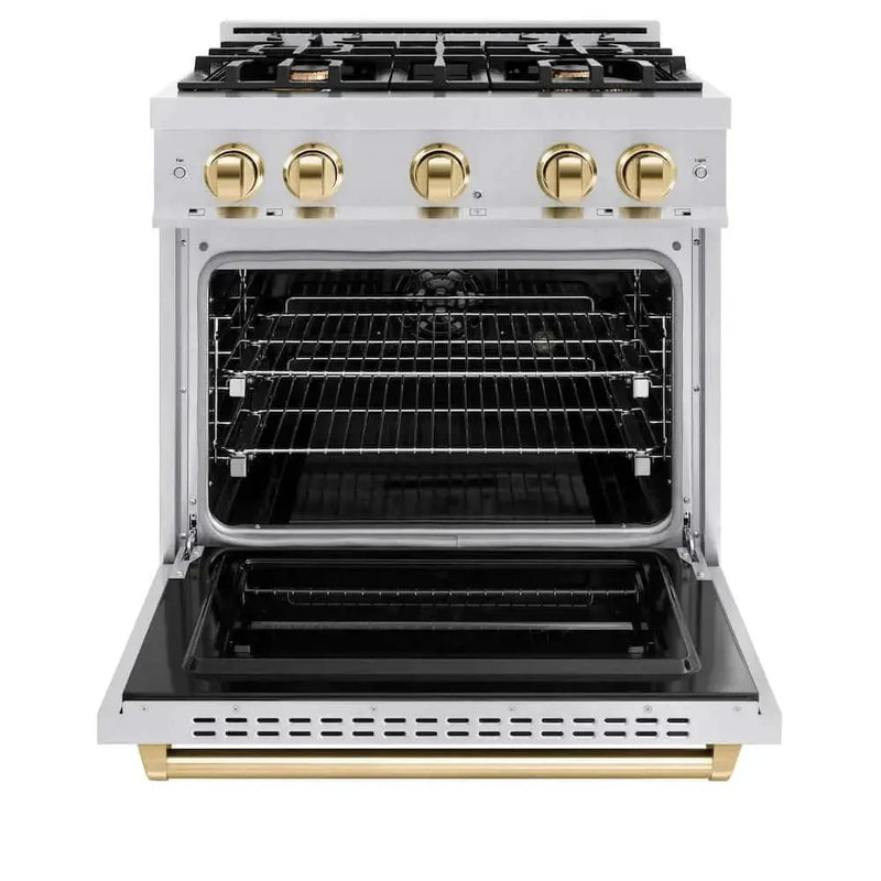 ZLINE 30" Classic Gas Range, Convection Gas Oven Stainless Steel, Gold CGRZ-30-G by Farmhouse Kitchen and Bath