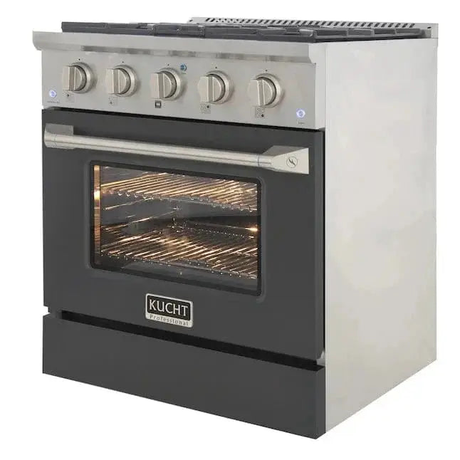 Kucht 30" Propane Range, Stainless Steel, Grey Oven Door, KNG301/LP-GR by Farmhouse Kitchen and Bath