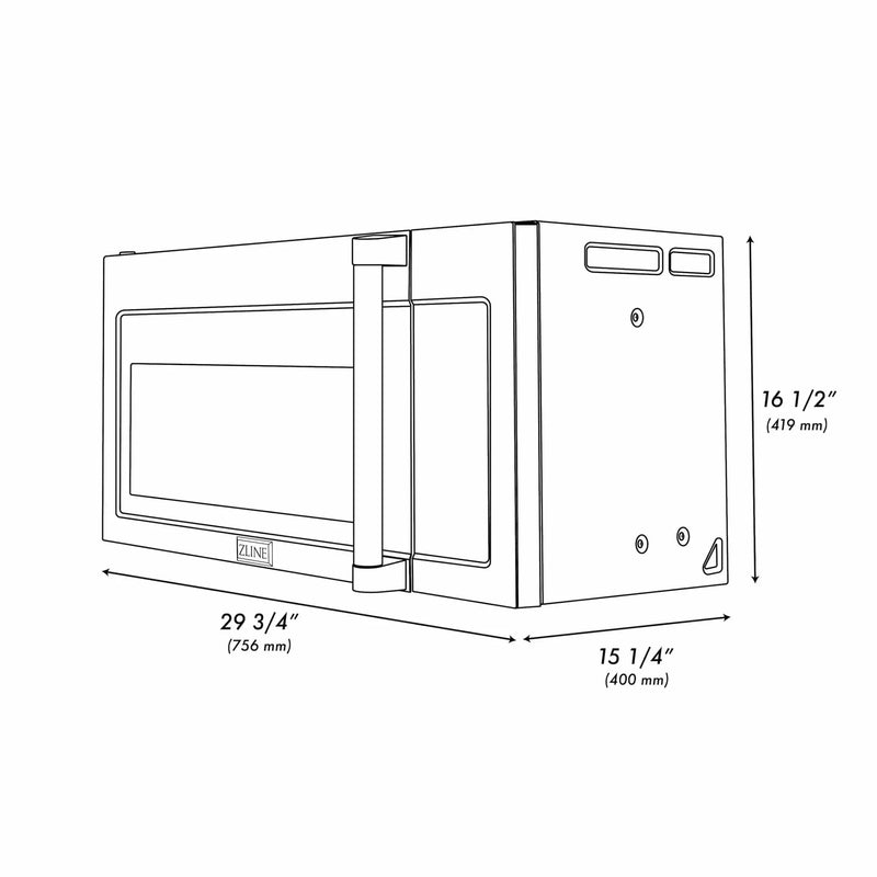 ZLINE 30" Recirculating Over the Range Convection Microwave with Traditional Handle and Charcoal Filters in Fingerprint Resistant SS MWO-OTRCFH-30-SS by Farmhouse Kitchen and Bath