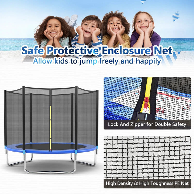 8 feet Safety Jumping Round Trampoline with Spring Safety Pad by DirectDeals