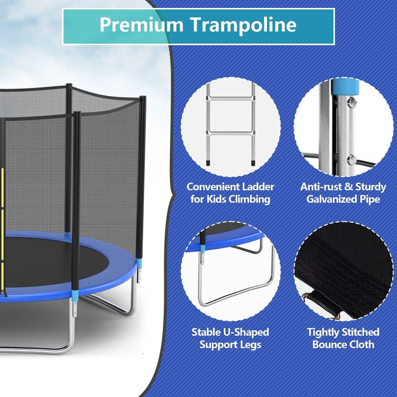 8 feet Safety Jumping Round Trampoline with Spring Safety Pad by DirectDeals