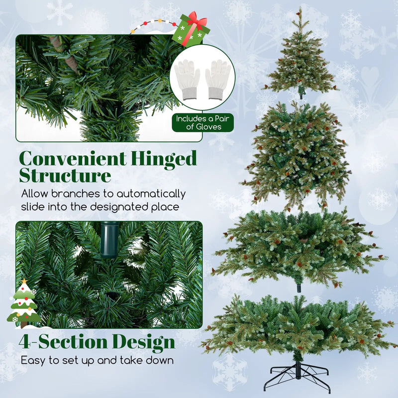 6/7/8 Feet Christmas Tree with Warm White LED Lights and Pine Cones by DirectDeals