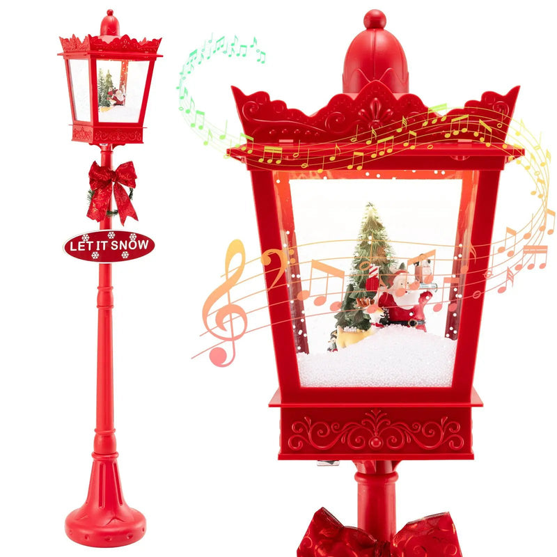 8 ft Musical Christmas Streetlight with Warm White LED Lights and Snowy Effects by DirectDeals