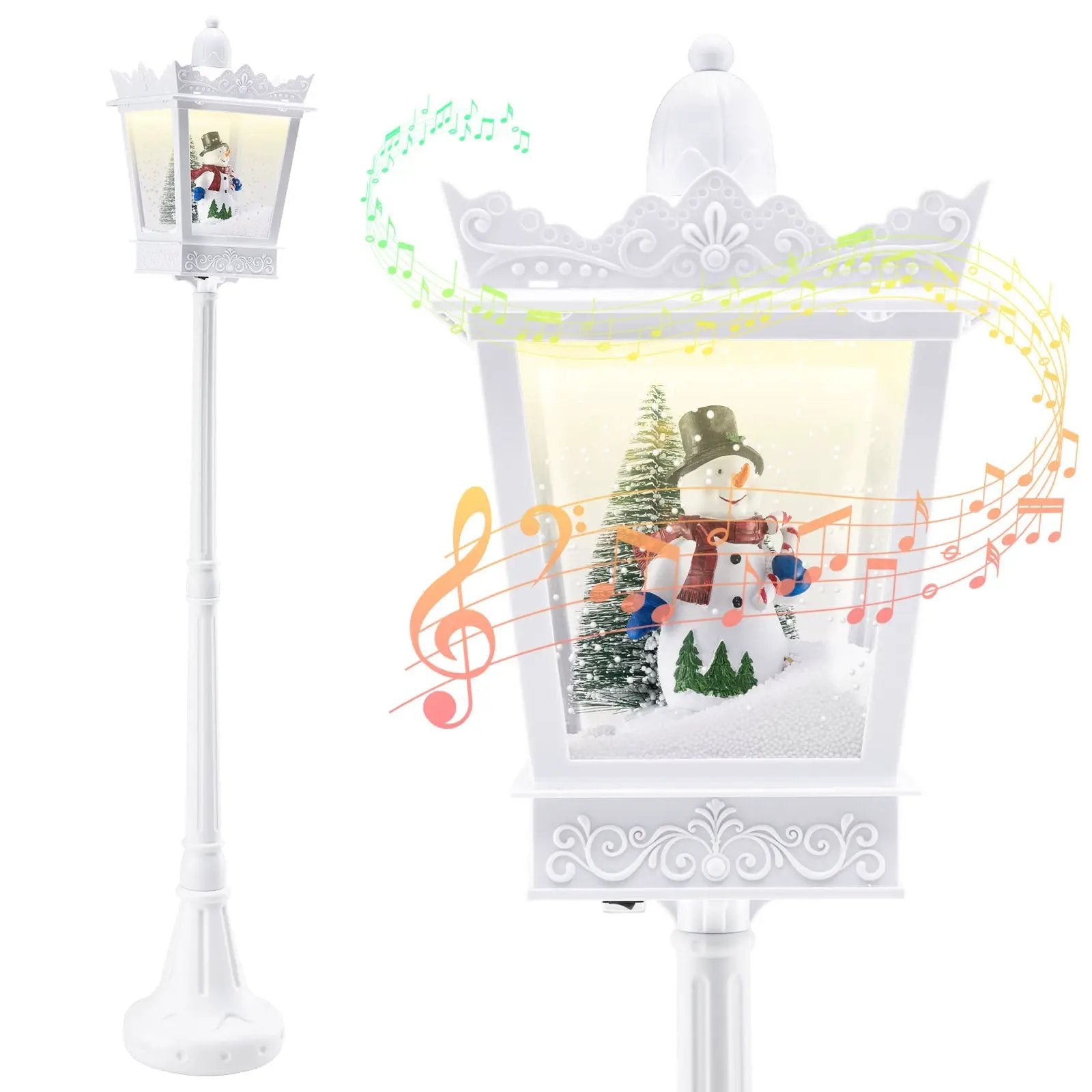8 ft Musical Christmas Streetlight with Warm White LED Lights and Snowy Effects by DirectDeals